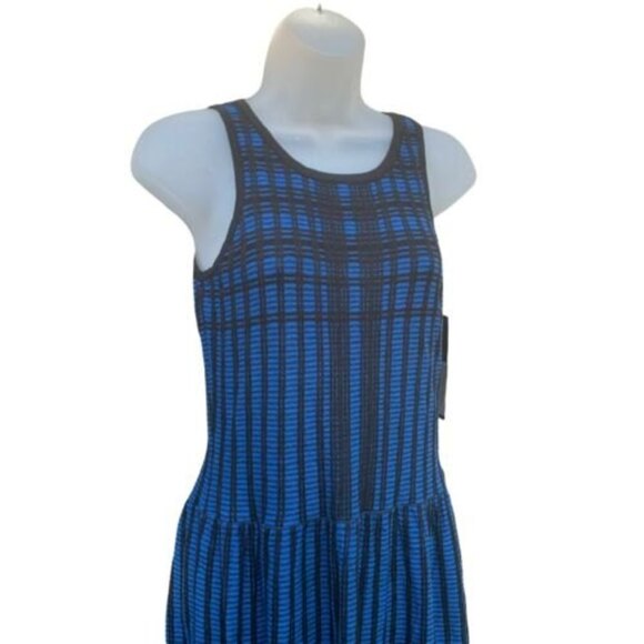 MARC NEW YORK ANDREW MARC Black & Blue Cotton Silk Textured Sleeveless Dress‎ S - Picture 4 of 11